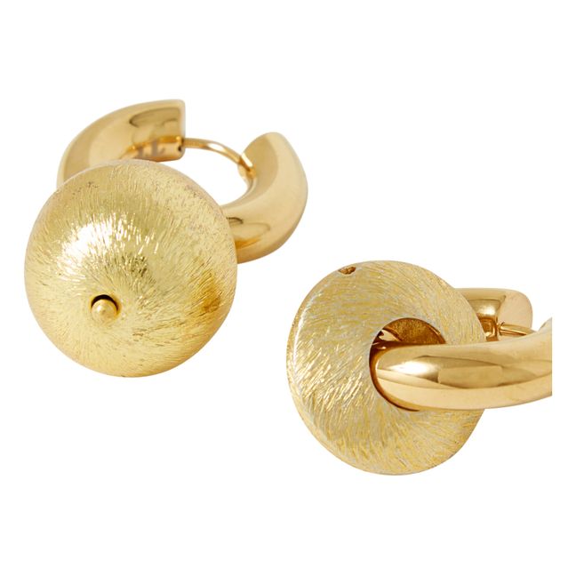Brushed Effect Ball and Loop Earrings Gold