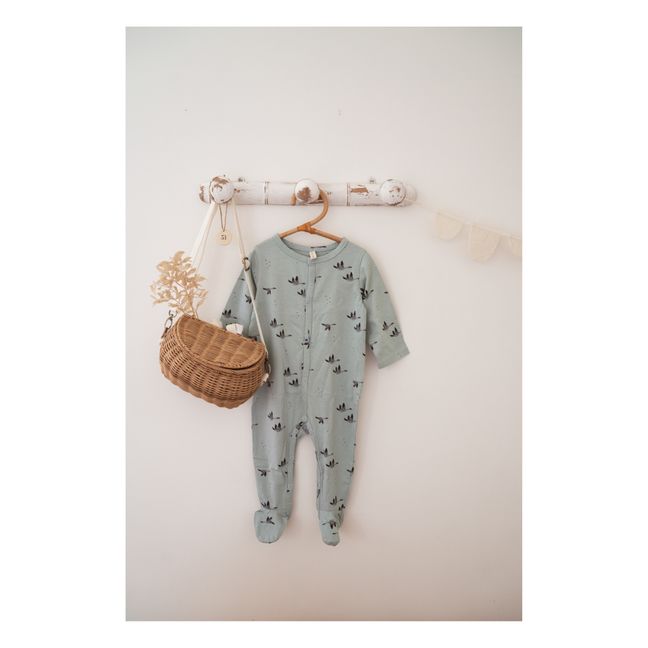 Pyjama mit Füßchen aus Jersey Amalia Gans | Hellblau