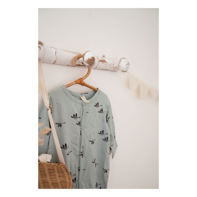 Pyjama mit Füßchen aus Jersey Amalia Gans | Hellblau