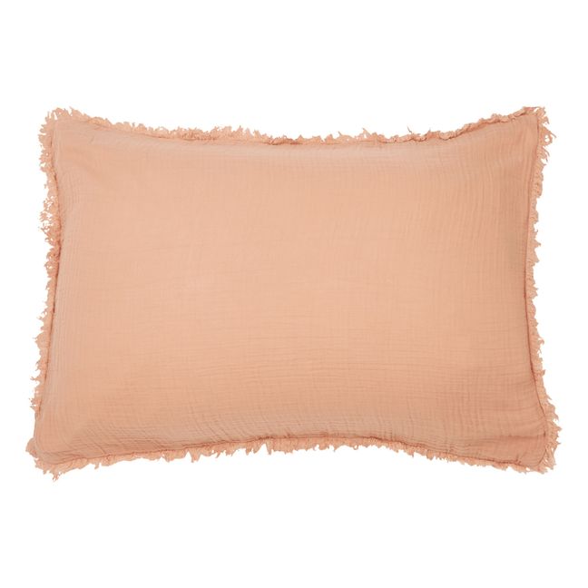 Funda de almohada de vela de algodón orgánico con flecos Katni | Marrón Rojizo
