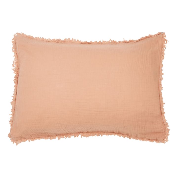Katni Organic Cotton Voile Fringed Pillowcase | Marrón Rojizo- Imagen del producto n°0