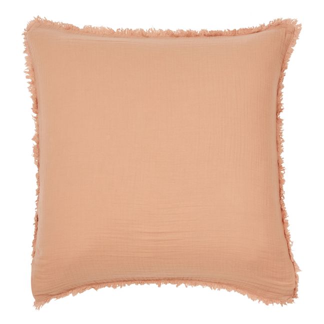 Katni Organic Cotton Voile Fringed Pillowcase | Rotbraun