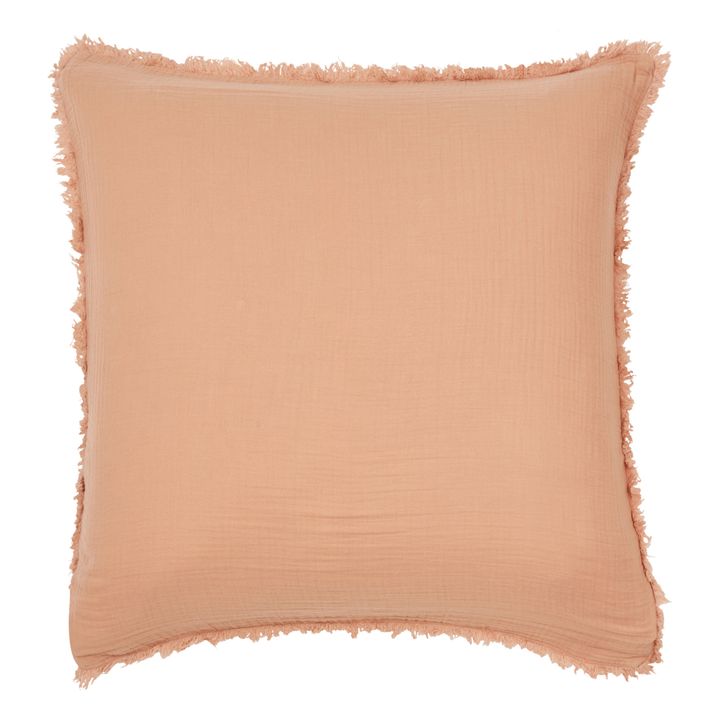Katni Organic Cotton Voile Fringed Pillowcase | Marrón Rojizo- Imagen del producto n°2