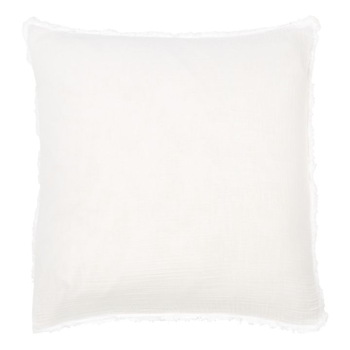 Funda de almohada de vela de algodón orgánico con flecos Katni | Blanco- Imagen del producto n°2