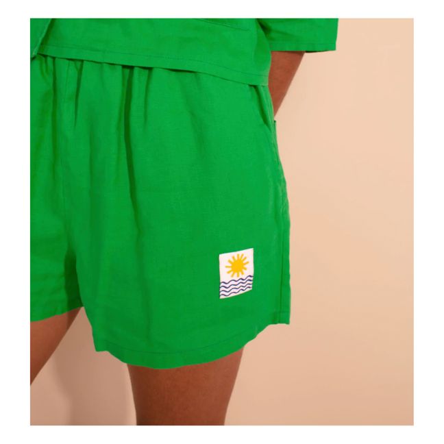 Basic Linen Shorts Verde