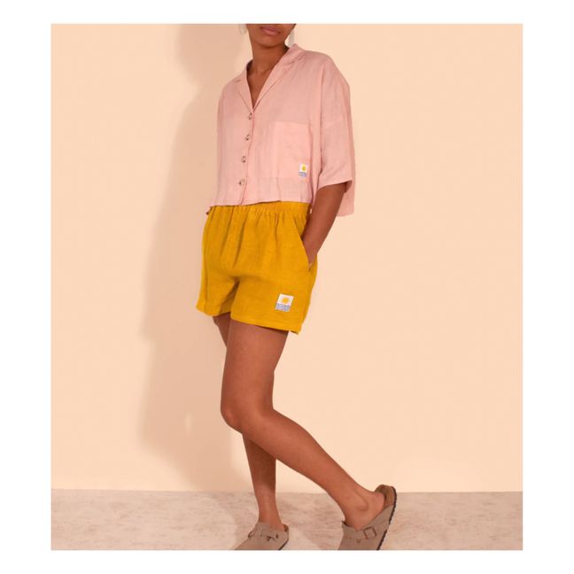 Basic Linen Shorts Arancione