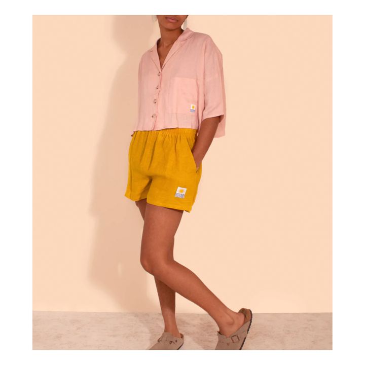 Basic Linen Shorts | Arancione- Immagine del prodotto n°2