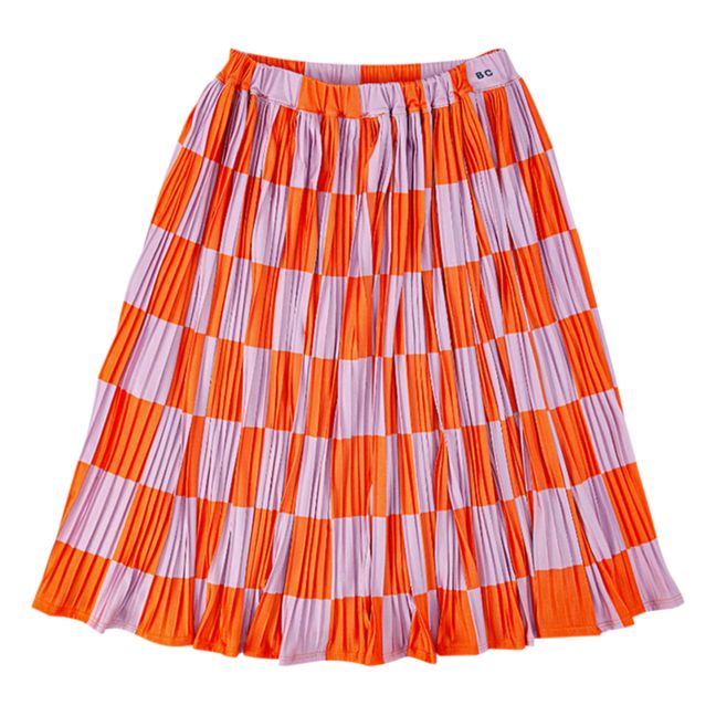 Checked Jersey Midi Skirt - Fun Capsule  | Naranja