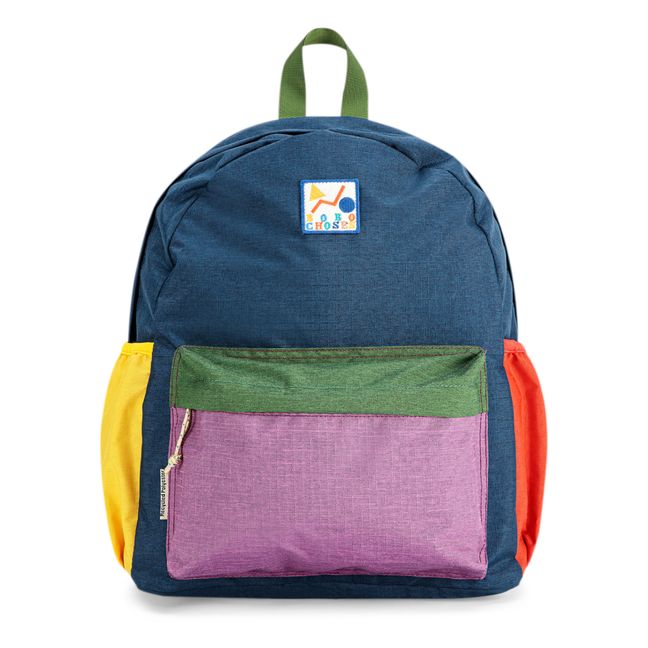 Recycled Polyester Colourblock Backpack Navy