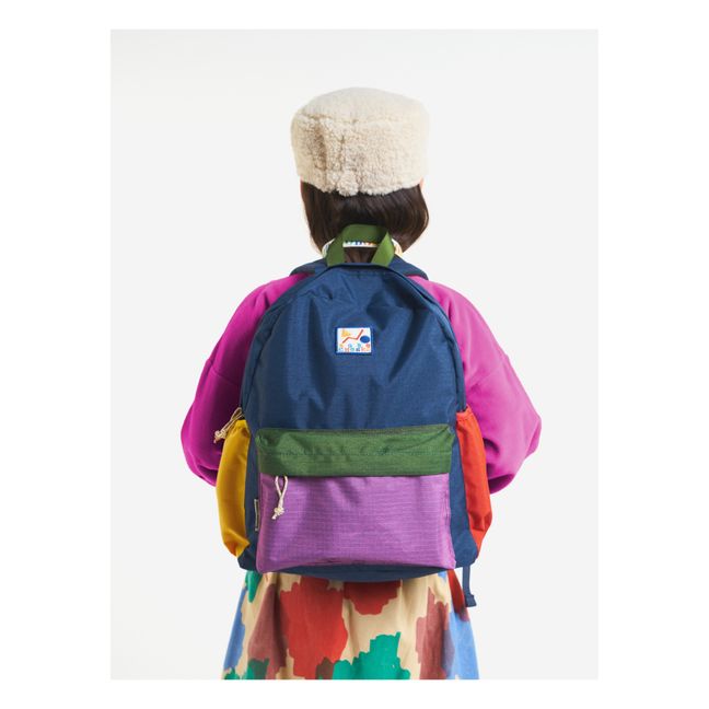 Recycled Polyester Colourblock Backpack Navy blue