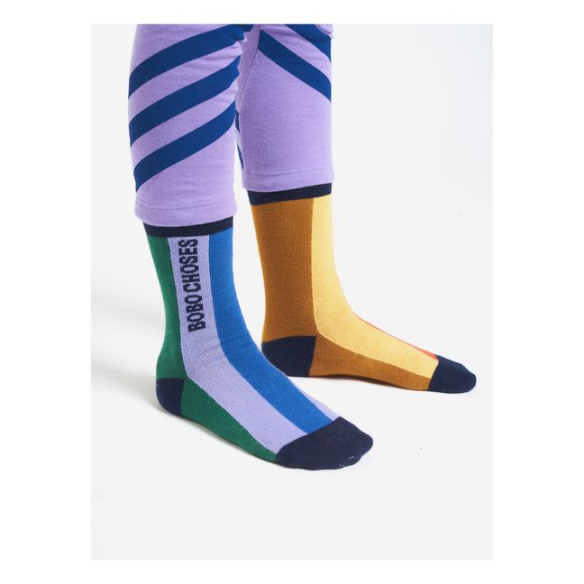 Colourblock Long Socks Blu