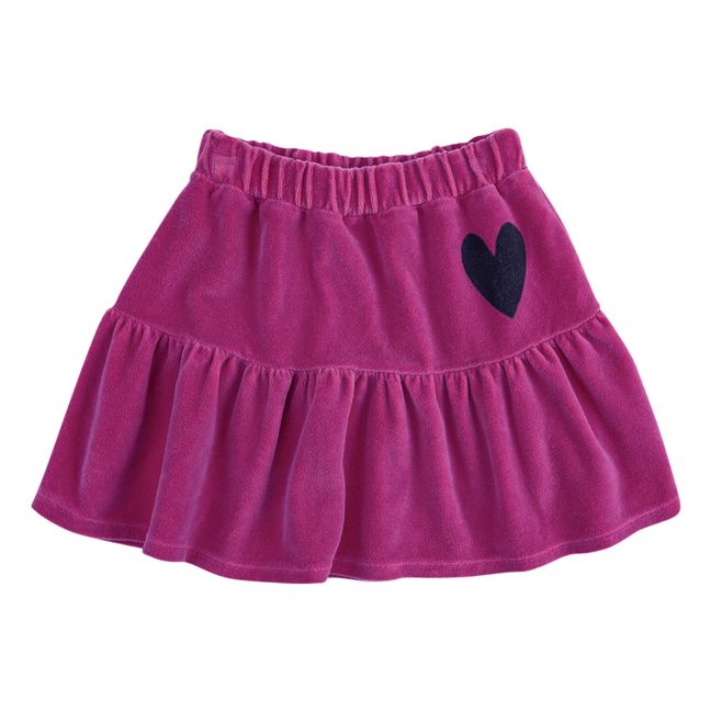 Organic Cotton Velour Heart Skirt | Fuchsia