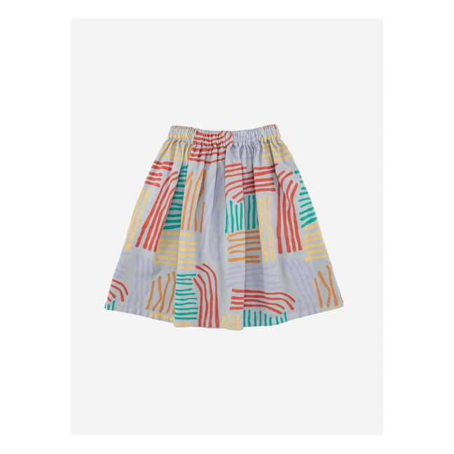 Responsible Cotton Striped Midi Skirt Hellblau