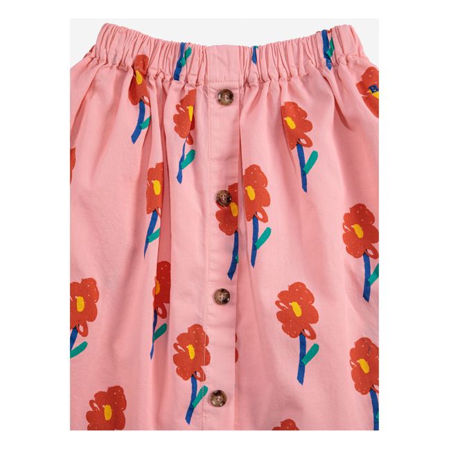 Responsible Cotton Floral Midi Skirt Rosa