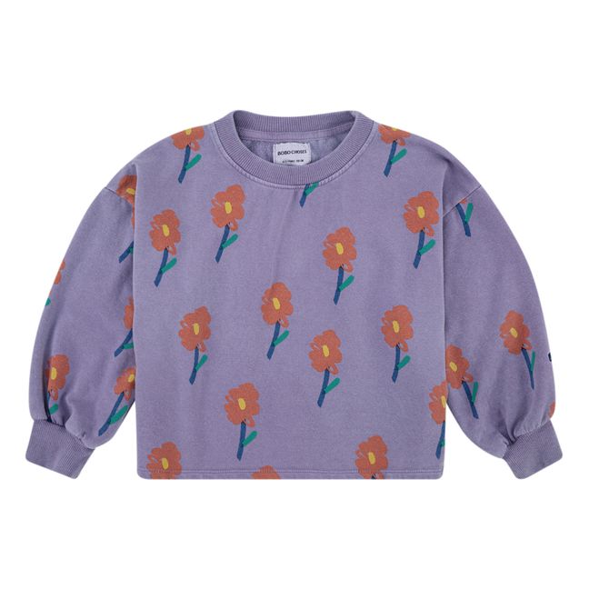 Floral Organic Cotton Lightweight Cropped Sweatshirt Mauve