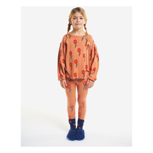 Leggings in cotone bio a fiori | Arancione
