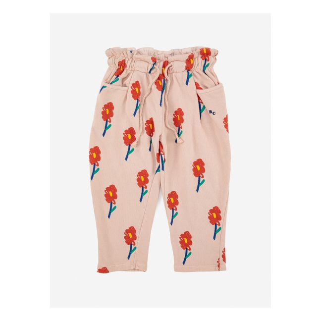 Pantaloni jogger in cotone bio a fiori | Rosa chiaro