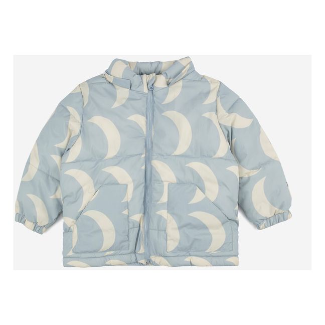 Recycled Material Water-Repellent Moon Puffer Jacket | Light blue