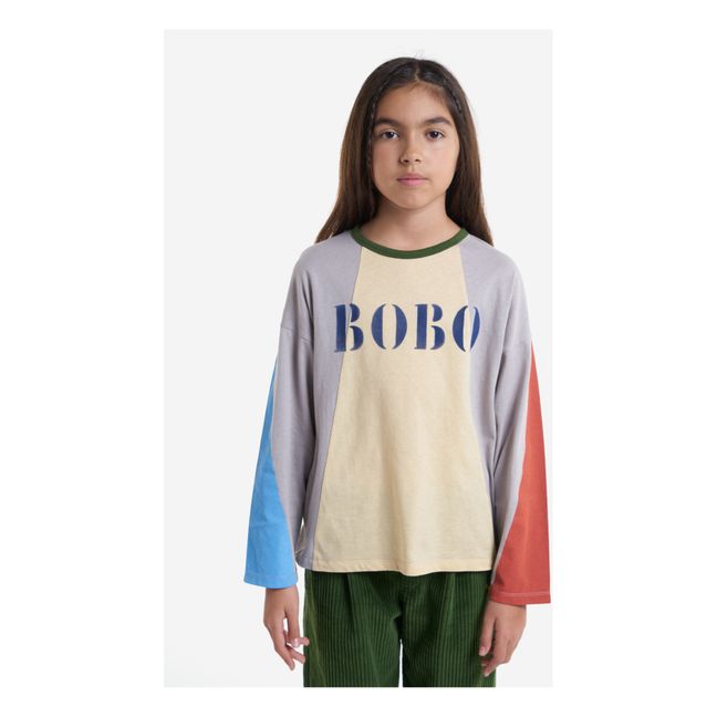 T-Shirt Bio-Baumwolle Colorblock | Grau Meliert