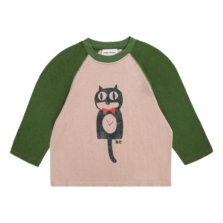 Organic Cotton Two-Tone Cat T-shirt | Green- Product image n°0