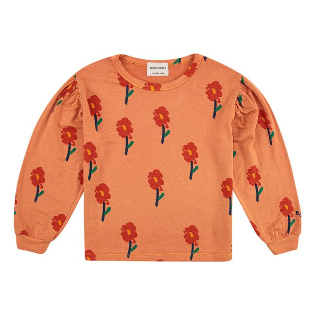 T-Shirt con maniche a palloncino a fiori | Arancione