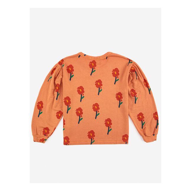 Camiseta con mangas bombachas Flores | Naranja