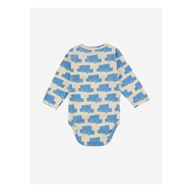 Organic Cotton Ribbed Car Baby Bodysuit Blau