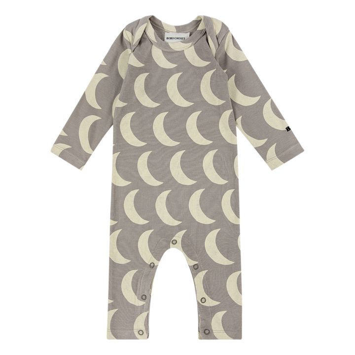 Pijama de canalé Algodón orgánico Lunas | Gris- Imagen del producto n°0