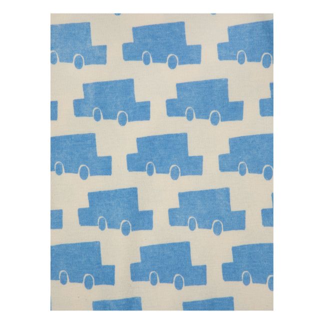 Ribbed Organic Cotton Car Pyjamas Azul