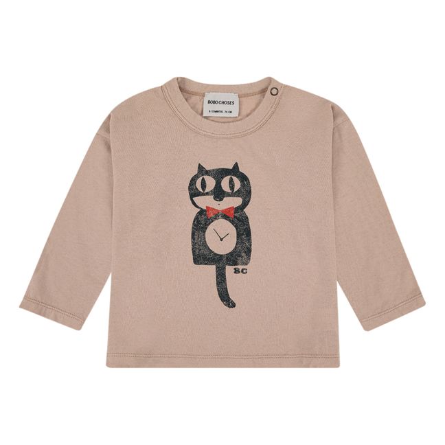Organic Cotton Cat T-shirt | Taupe brown