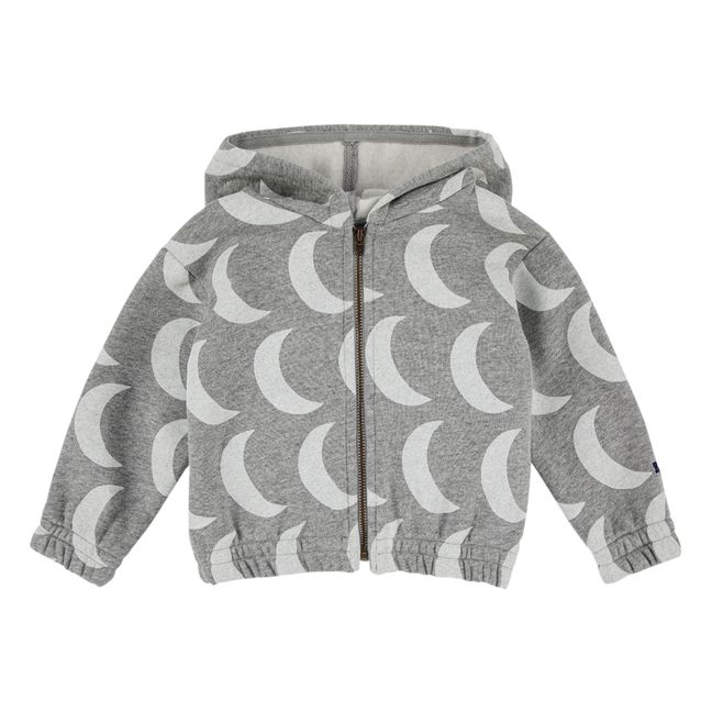 Sweatshirt mit Reißverschluss und Kapuze Bio-Baumwolle Monde | Grau Meliert