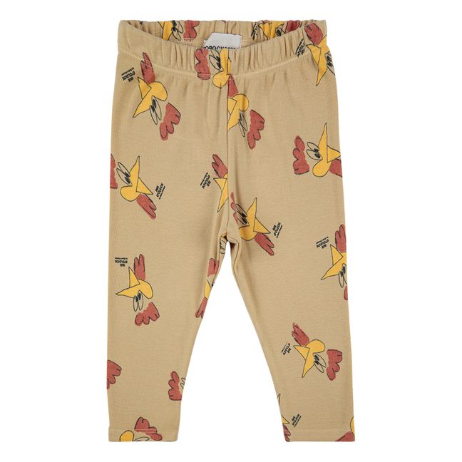 Ribbed Organic Cotton Rooster Leggings Beige