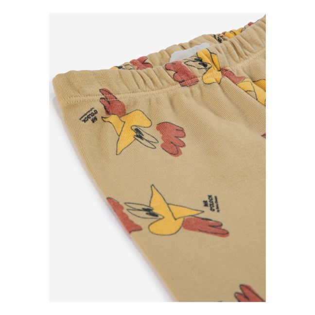 Ribbed Organic Cotton Rooster Leggings Beige
