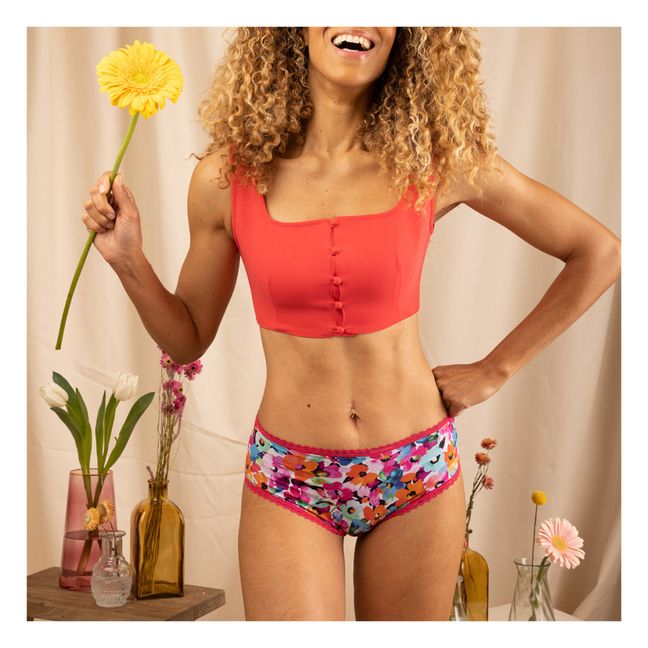 Callie Pop Flowers Shorty Period Briefs - Heavy Flow | Pink