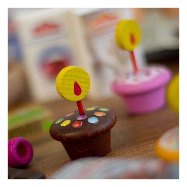 Muffins en bois avec bougies - Set de 3