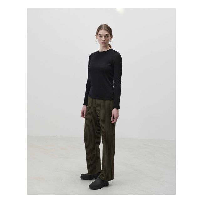 Merino Wool Rib Trousers - Women’s Collection | Verde