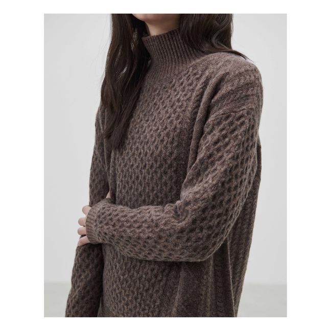 Lambswool Cable Knit  Collar Jumper - Women’s Collection- Braun