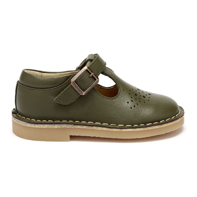 Zapatos Salomé con velcro T-Bar Penny | Verde oliva