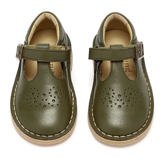 Penny Velcro T-Bar School Schoes  | Verde oliva