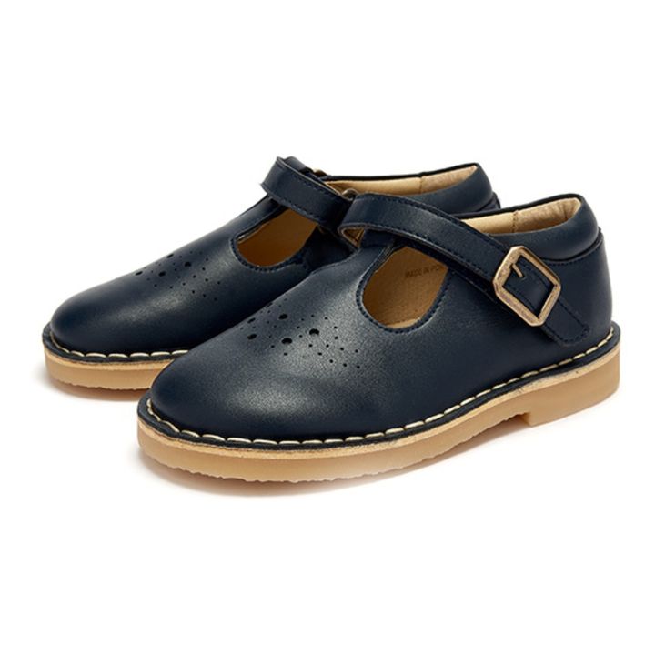 Penny Vegan Velcro T-Bar School Schoes | Navy blue- Product image n°1