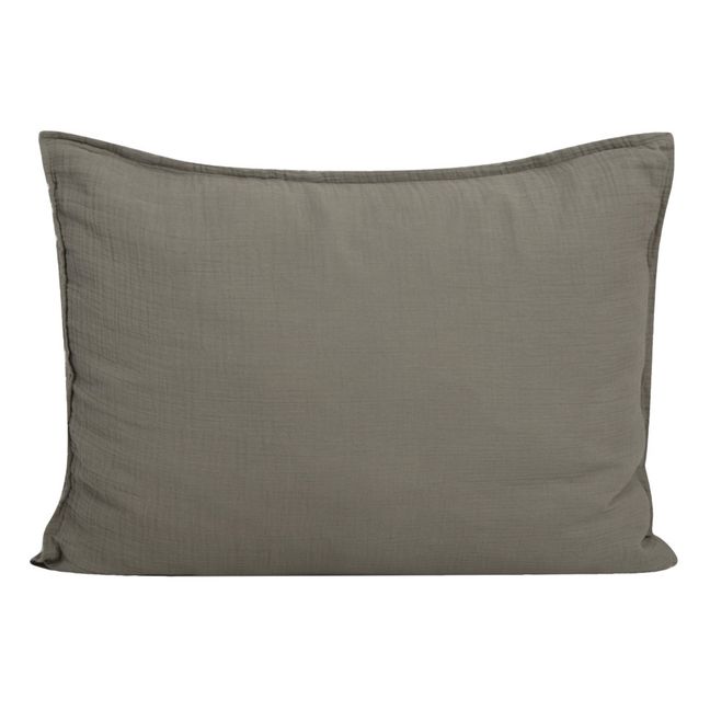 Geranium Cotton Muslin Pillow Case Verde Kaki