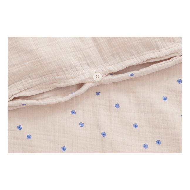 Parure de lit Bleu en mousseline de coton Bleu