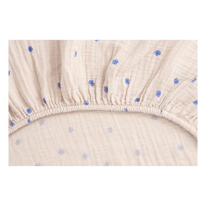 Sábana bajera con puntitos azules de muselina de algodón | Azul- Imagen del producto n°2