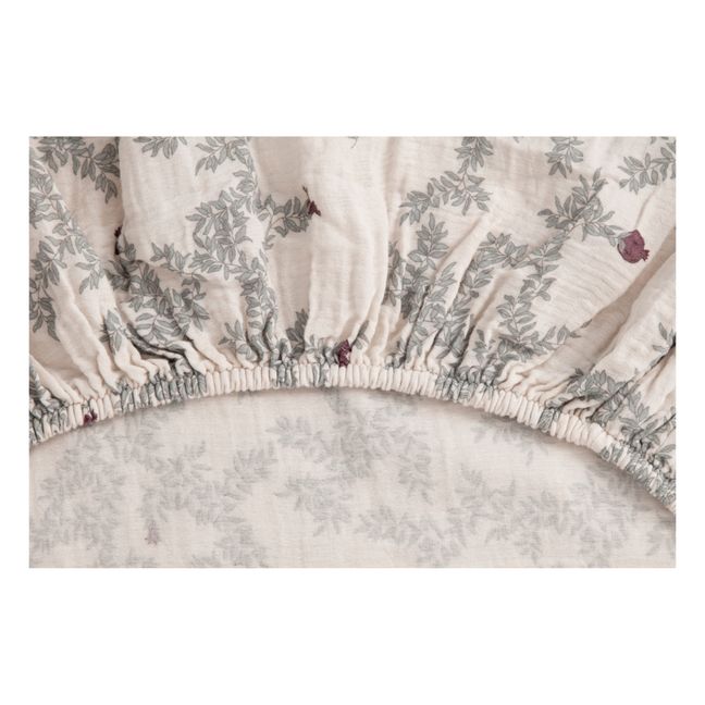 Spannbettlaken Granatapfel aus Baumwollmusselin | Beige