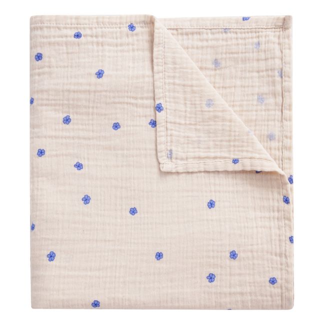 Manta ligera de muselina de algodón con puntitos azules 110x110 cm | Azul