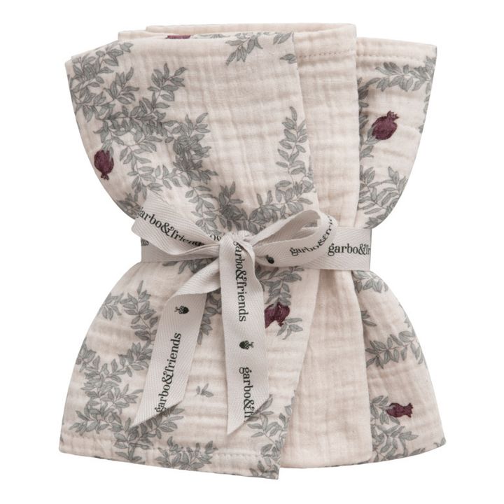 Pomegranate Cotton Muslin Swaddling Cloths - Set of 3 | Beige- Imagen del producto n°0