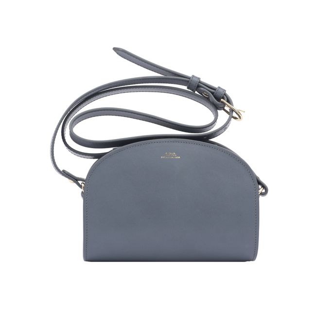 Mini Half Moon Smooth Leather Bag | Grigio