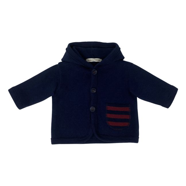 Hooded Knit Cardigan | Navy blue