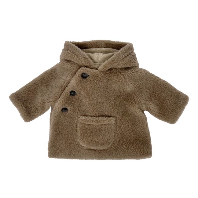 Faux Fur Baby Coat Taupe brown