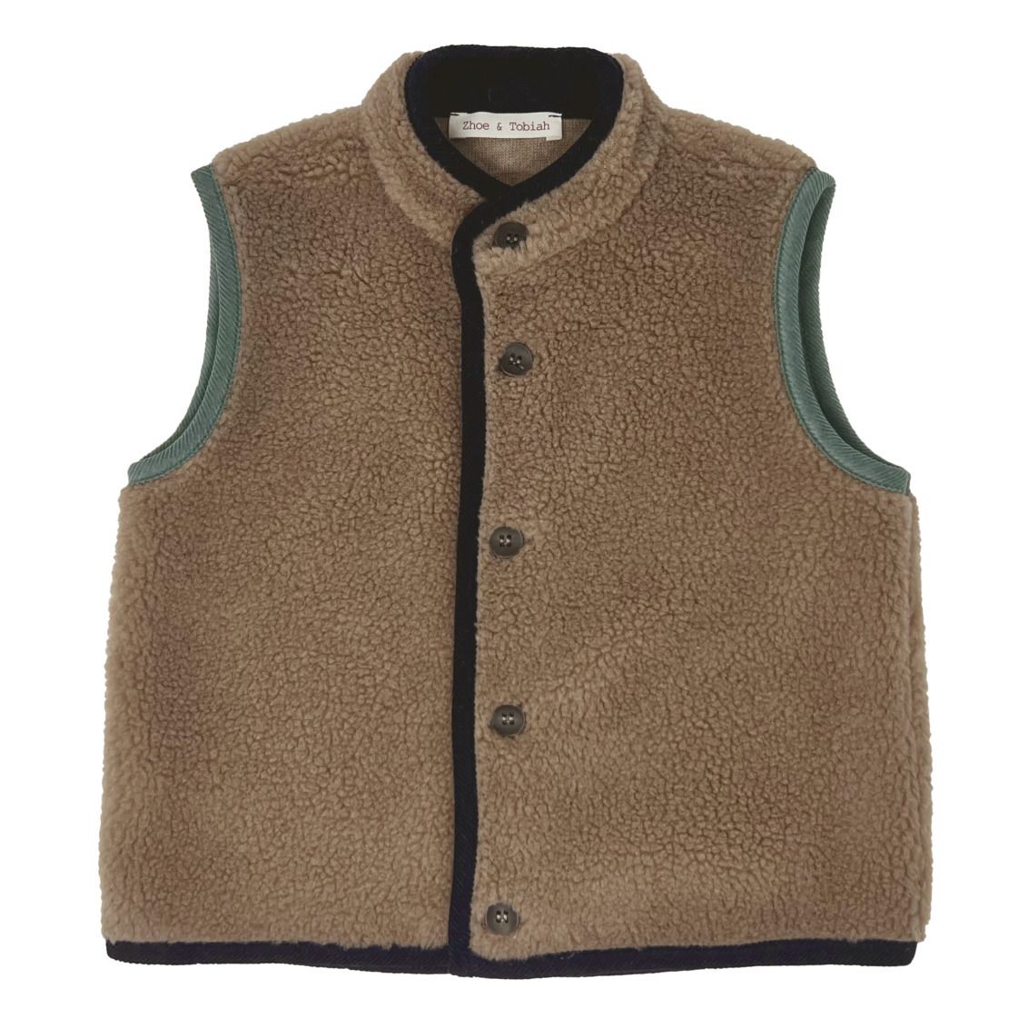 Faux Fur Vest Taupe brown- Product image n°0